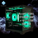 スモールラボ AMD Ryzen7 9700x / RTX4060 8GB ガラス2面コンパクト ゲーミングPC SSD M.2 NVME 1TB メモリ DDR5 32GB ブラック 黒(2)