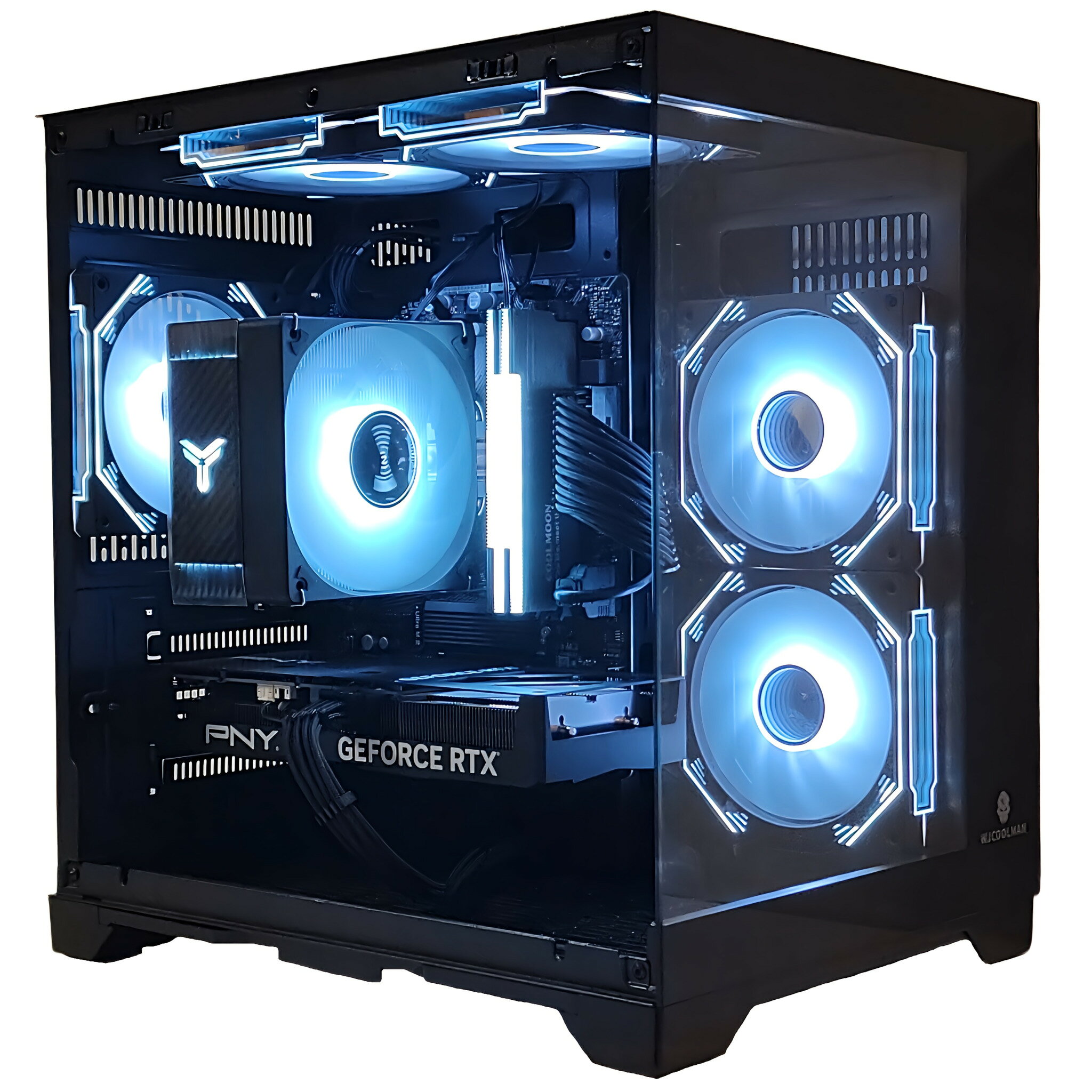 スモールラボ 楽天市場店のスモールラボ Intel Core Ultra 7 270K PLUS ／ RTX5060ti 16GB ガラス2面コンパクト ゲーミングPC Windows11 Home SSD M.2 NVME 1TB メモリ DDR5 4800MHz 32GB ブラック 黒｜アングル2