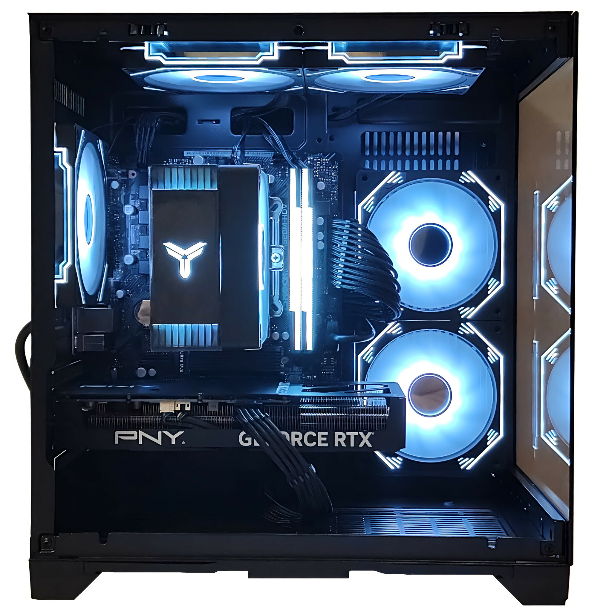 スモールラボ 楽天市場店のスモールラボ Intel Core Ultra 7 270K PLUS ／ RTX5060ti 16GB ガラス2面コンパクト ゲーミングPC Windows11 Home SSD M.2 NVME 1TB メモリ DDR5 4800MHz 32GB ブラック 黒｜アングル3