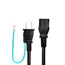 【スモールラボ】AC電源ケーブル 1.5m 3ピンソケット(メス)⇔2ピンプラグ(オス) PSE認証・アース線付き 最大1200W 12A デスクトップパソコン...