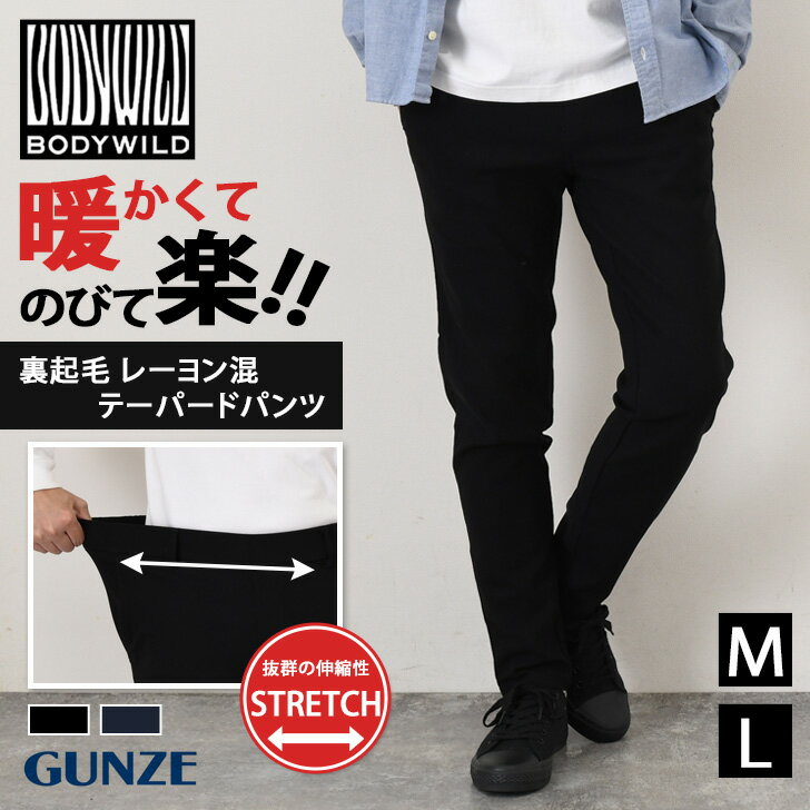 送料無料 GUNZE BODY WILD ボディワイルド 裏起毛 レーヨン混 テーパードパンツ BDW129 メンズ ボトムス パンツ ズボン グンゼ 暖かい 伸びる ストレッチ 動きやすい スーツ ビジネス 男性 紳士 メール便