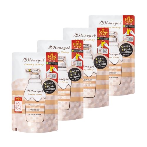 【4点セット】 ハニーチェ クリーミーハニー トリートメント 詰め替え ×4個 [はちみつ ヘアケア 日本製 ダメージ補修 サロン つめかえセッ