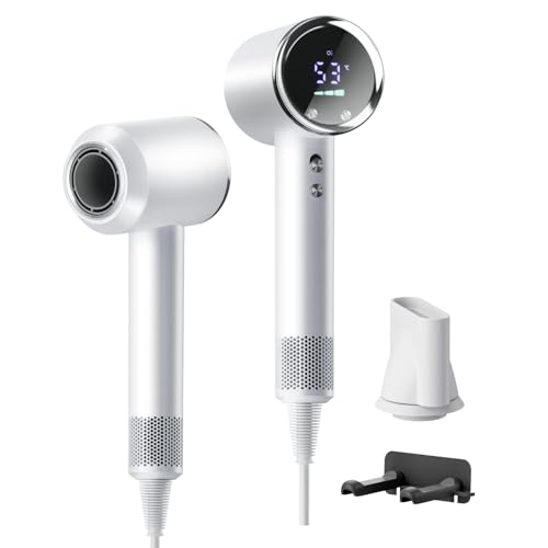 ドライヤー 大風量 【温度&風速表示・AI温度センサー搭載】 高濃度マイナスイオン ヘアドライヤー 速乾 1400W 高速風40m/s 温冷風ワ