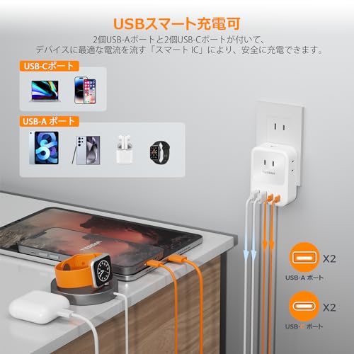 usb ���󥻥�� type-c ���å� TESSAN �Ÿ����å� USB C���Ŵ� �����������󥻥�� 3��AC�� 2�ĥ�����A 2�ĥ�����C