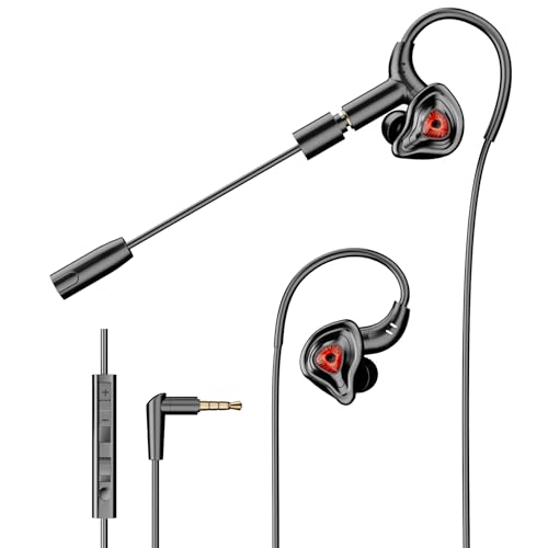 ANCOGIN ゲーミングイヤホン 有線 イヤホンマイク【ミュート機能・取り外し可能なマイク】 マイク付き..