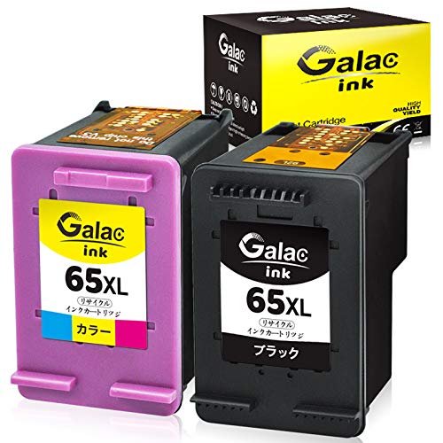 Galac ink リサイクルインクHP 用65 XL (ブラック 増量 + カラー 増量）*2個セット 残量表示付 再生インク 対応機種:EN