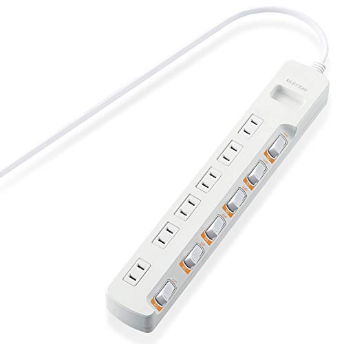 エレコム 電源タップ 雷ガード 光らない個別スイッチ スイングプラグ 6個口 5m ホワイト T-K5B-2650WH