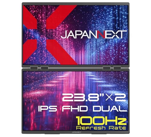 JAPANNEXT 23.8インチ IPSパネルx2搭載 フルHD(1920x1080)解像度 大型デュアルモバイルモニター JN-DMD-IP