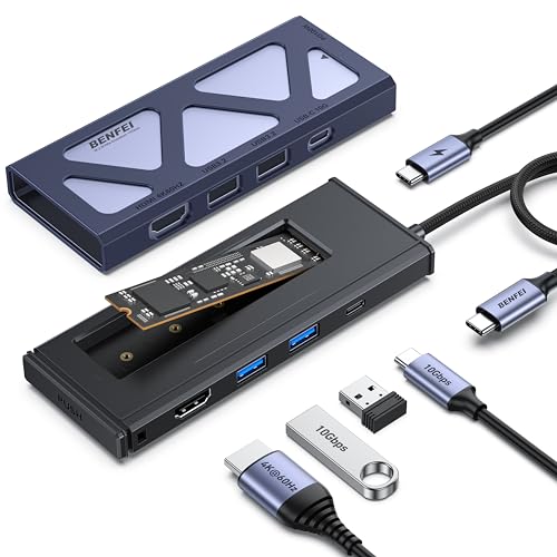 BENFEI 6-in-1 USB Cハブ M.2 NVMe SSDエンクロージャー付属、10Gbps USB 3.2ポート（USB-A×2 +