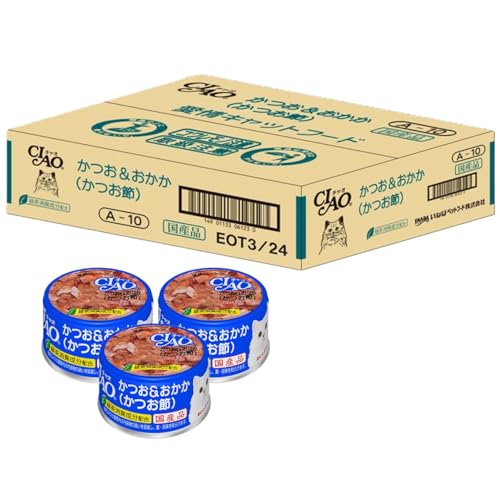 樂天商城 - チャオ (CIAO) かつお&おかか (かつお節) 85g×24個 (セット) 猫用 ウェットフード 缶