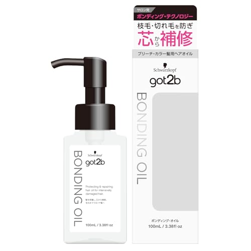 クリア/1個/-・ハイダメージ髪用ヘアオイル商品紹介 【ハイダメージ髪用ヘアオイル】サロンで話題のボンディング・テクノロジー搭載。ブリーチやカラーのダメージによる枝毛・切れ毛も髪の芯から補修。しなやかにまとまる仕上がり。3種のボタニカルオイル配合。パサつきの気になるブリーチ髪に保湿と上質なツヤを与えます。パラベンフリー＆無着色。アップル＆ホワイトムスクの香り。 原材料・成分 成分：シクロメチコン、ジメチコノール、コハク酸、塩化Mg、アルガニアスピノサ核油、モモ核油、クランベアビシニカ種子油、フェニルトリメチコン、ジメチコン、エタノール、（ジメチコン／ビニルジメチコン）クロスポリマー、香料 安全警告 ●お肌に異常が生じていないかよく注意して使用して下さい。●傷、湿しん等肌に異常のある時は使用しないで下さい。●使用中、赤み、かゆみ、刺激、色抜け（白斑等）や黒ずみ等の異常があわられた場合、使用を中止し、皮膚科専門医等へ相談をおすすめします。そのまま使用を続けると症状が悪化することがあります。●目に入ったときは、直ちに洗い流して下さい。目に異物感が残る場合は、眼科医にご相談下さい。●室内空気を取り入れるファンヒーターを使用中の部屋で、つけたり乾かしたりしないで下さい。配合されている揮発性成分がファンヒーターに吸入され、点火不良や途中消化の原因になることがあります。●乳幼児の手の届かないところに保管して下さい。●高温、直射日光のあたる場所には保管しないで下さい。〇保管条件によりまれに沈殿などがでることがありますが、品質に問題はありません。