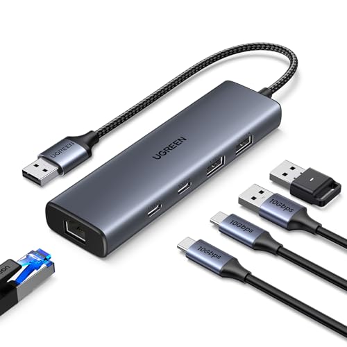 樂天商城 - UGREEN USB A 有線LANアダプター 6-in-1 LAN ハブ LANポート付き RJ45 ギガビットイーサネット 10Gbps 超