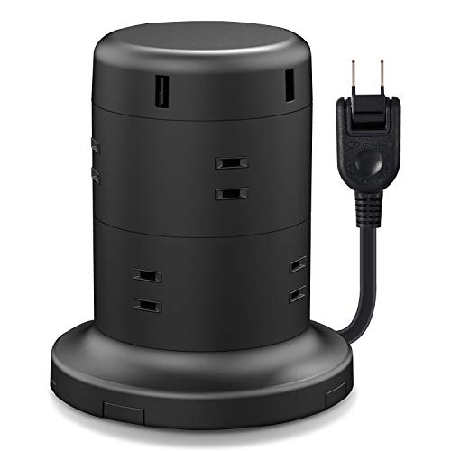 CD-RW - エレコム 電源タップ タワー型 延長コード [ 8個口 & USB×5ポート ] 固定パーツ付 雷ガード ほこりシャッター 2m ブラック EC