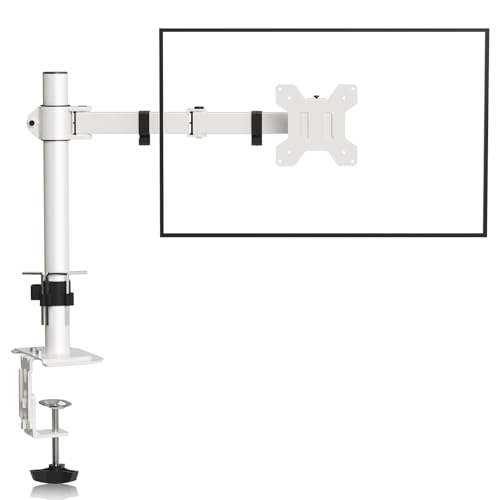 suptek PC モニターアーム ディスプレイアーム 13-32インチ対応 シングルモニターアーム グロメット&クランプ式 白 ホワイト 耐荷