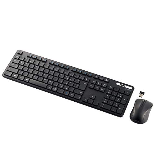 樂天商城 - エレコム ワイヤレスキーボード マウスセット TK-FDM110MKBK 薄型 メンブレン式 抗菌 テンキー付 ブラック