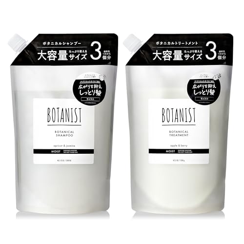 モイストモイスト/大容量セット/-・ScentName:モイスト・??【セット内容】シャンプー （大容量3倍）、トリートメント（大容量3倍）・??【主要成分】シラカバウォーター、サトウキビ糖蜜、コメセラミド、マカダミアナッツオイル、アンズ核油など植物由来成分を豊富に配合・?【効果】乾燥髪をしっとり保湿、まとまりのある扱いやすい髪へ導く、3つのケア（地肌・保湿・ダメージ）を同時に実現・??【香り】シャンプー：アプリコット&ジャスミンの華やかな香り、トリートメント：アップル&ベリーの上品で甘美な香り・??【環境配慮】再生プラスチック使用の詰替パウチで廃棄プラスチックを約87%削減、エコフレンドリー設計