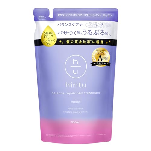樂天商城 - hiritu(ヒリツ) バランスリペア ヘアトリートメント 詰め替え [モイスト] 350mL アプリコット&ジャスミンの香り パサつく髪もうる
