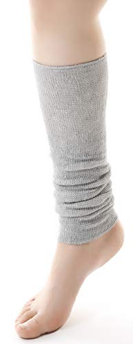 [kasane Lab] [カサネラボ]内側シルク 外側コットン の二重編み レッグウォーマー (レギュラー丈) (ライトグレー) オーガニック