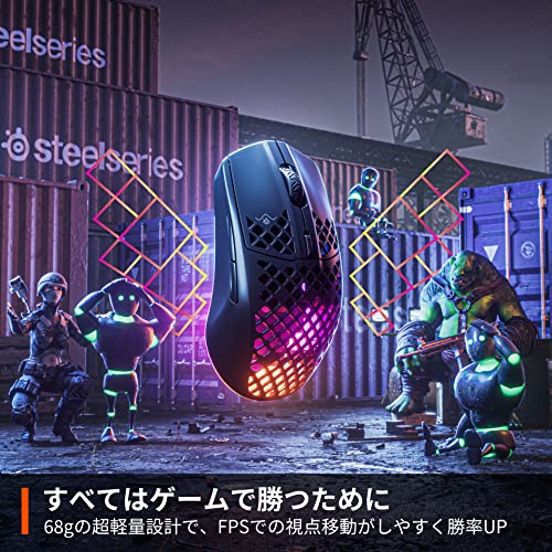 SteelSeries ゲーミングマウス 無線 Aerox 3 Wireless Onyx 2022 超軽量 TRUEMOVE AIRセンサー搭