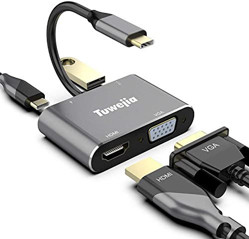 USB Type c HDMI VGA 4-in-1 アダプタ 2025高機能版 usb c Hdmi 4K解像度 hdmi ポート+VGA映像