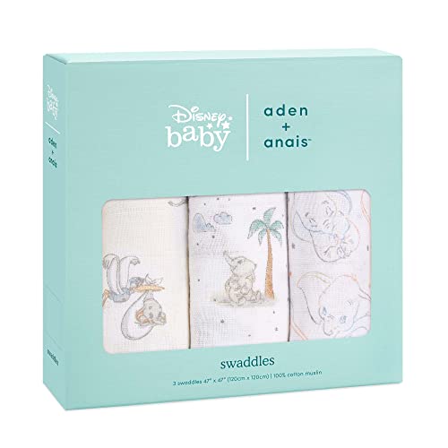 aden + anais エイデンアンドアネイ おくるみ ダンボ 3枚セット 120×120cm ディズニー デザイン モスリンコットン スワド