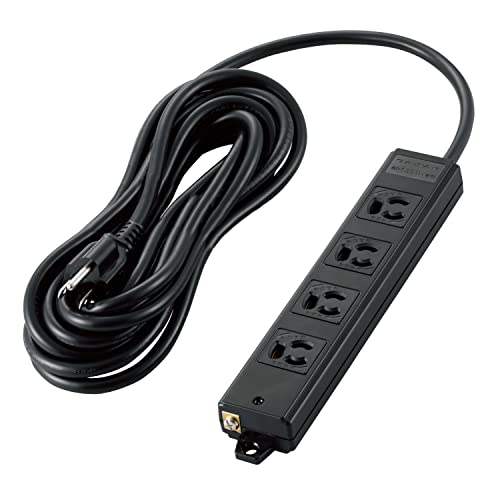 エレコム 電源タップ 5m 工事用 抜け止め 3P 4個口 マグネット付き ブラック T-WRM3450LGB/RS