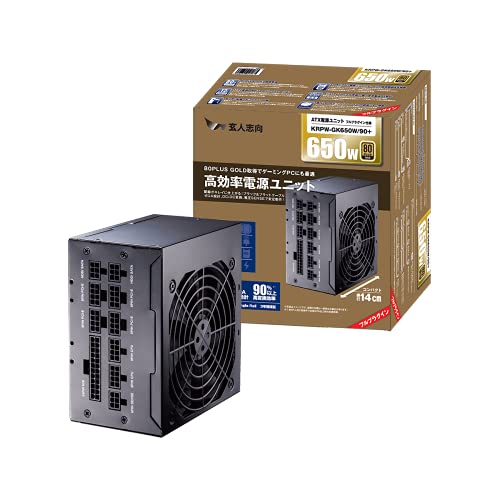 樂天商城 - 玄人志向 電源ユニット 650W ATX 電源 80 PLUS ゴールド PC電源 フルプラグイン フラットケーブル KRPW-GK650W/9
