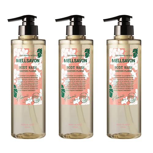 Mellsavon メルサボン ボディウォッシュ レスティングフラワー 460mL ×3本セット ハワイ プルメリアの香り ボディソープ 石け
