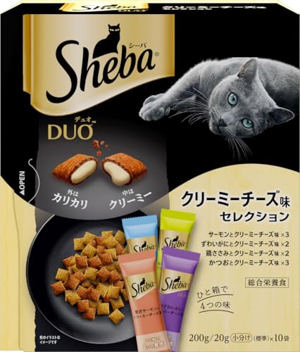シーバ デュオ 成猫用 クリーミーチーズ味セレクション 200g(20g×10袋)×12箱 ドライフード おやつ カリカリ 総合栄養食 キャット