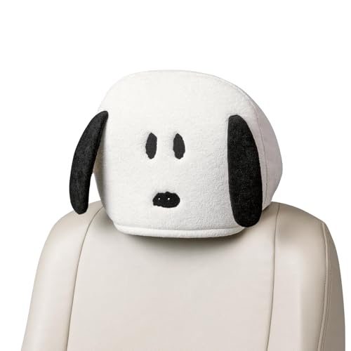 ボンフォーム(BONFORM) ファンシー もふもふスヌーピー ヘッドレストカバー カラー：ホワイト ふんわり カワイイ ほとんどの車に対応 7