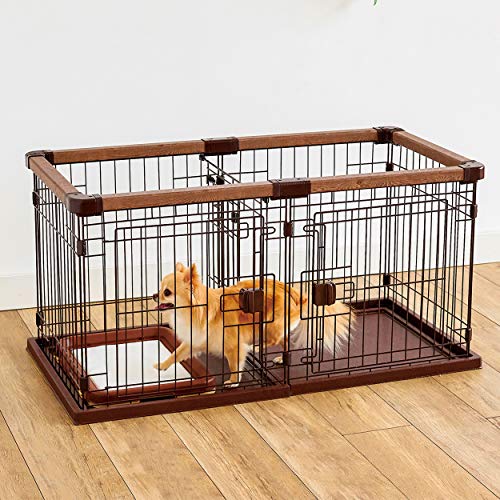 ペティオ (Petio) お部屋に合わせて組み替えできる ドッグルームサークル ブラウン スモール 【最大30日間お試し対象】