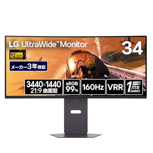 CRT - LG ゲーミングモニター UltraGear 34G600A-BAJP 34インチ 曲面 1800R/21:9ウルトラワイド(3440×1440