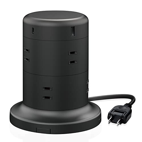 樂天商城 - エレコム 電源タップ タワー型 延長コード [ 8個口 & USB-C×2ポート USB×3ポート] USB PD 45W 固定パーツ付 雷ガー