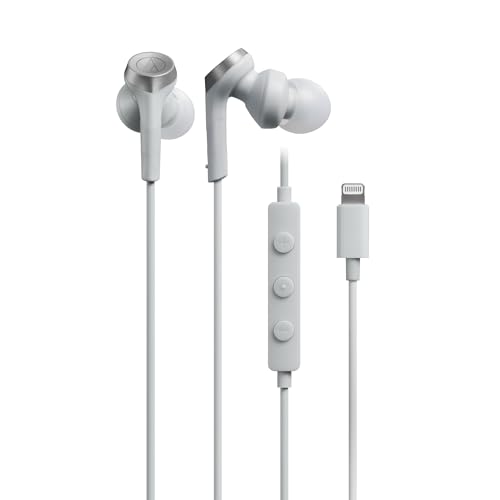 オーディオテクニカ ATH-CKS330Li イヤホン 有線 1.2m Lightning マイク付き iphone 重低音 ホワイト sn-mart-10080244 SNマート 楽天市場店 パッケージ画像