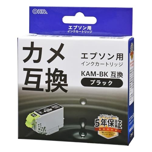 オーム(OHM) エプソン互換インク カメ ブラック INK-EKAM-BK 01-7777 オーム電機