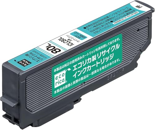 封筒パッケージ(FFP)ライトシアン/大容量/ESP-E80L-LC・Color:ライトシアン・パッケージ個数:1・【種類】リサイクルインク 【対応メーカー】エプソン 【カラー】ライトシアン・【適合機種】EP-707A / EP-708A / EP-777A / EP-807 / EP-808 / EP-907F / EP-977A3 / EP-978A3 / EP-979A3・エコリカはエコマーク認定商品。第三者評価により純正品と同等の印刷枚数をされております。品質・安全性をクリアした製品です。 選ばれ続けてず〜っとシェアNo.1 第三者機関による全国の有力家電量販店の販売実績をもとに自社集計（2005年〜現在）・【個体不良のトラブルシューティング】 「インクがなくなりました」「インク残量が正しく検知できません」などのエラーが表示される場合、またはインクが認識されない場合は、接触不良の可能性があります。インクカートリッジの抜き差しや、綿棒などを用いた電極部の清掃をお試しください。残量表示非対応製品については、プリンターごとに残量検知無効操作が異なるため【適合機種】 EP-707A / EP-708A / EP-777A / EP-807 / EP-808 / EP-907F / EP-977A3 / EP-978A3 / EP-979A3 【対応純正型番】 ICLC80L エコリカのリサイクルインクカートリッジは、純正品以外のカートリッジではシェア約70％、純正品含めた全体の販売シェアでも純正メーカー3社に続いて、業界4位を販売数を誇っております。 リサイクルインクカートリッジの販売シェアとしてGfK（2009年〜2020年2月）BCN（2005年〜2020年2月）の実売データ)より自社集計。 エコリカ リサイクルインクカートリッジは、使用済みインクカートリッジを全国に設置している「エコリカ回収BOX」で回収し、リユース(再使用)製品として再生した環境にやさしい製品です。 エコリカが選ばれる3つのポイント ポイント1:純正品のカートリッジを再利用使用方法は全く同じ取付け方や残量表示の対応など、純正品と同じようにご使用いただけます。 (製品の仕様上、一部非対応機種あり) ポイント2:純正品と混用OK全替えする必要が無いので経済的随時交換していただけます。 ポイント3:純正品のインク特性を確認した上で、機種毎に成分・配合・配色の調整を行った高品質なインクを開発し、採用しています。 純正インクとの混在使用についても評価検証を実施していますので、「純正インク×他社製品のインク」の混在使用で起こる「酷いにじみ」「インクがなかなか乾かない」「色が極端に違う」などのトラブルがありません。 また、エコリカは全製品、環境・品質・安全性の厳しい認定基準をクリアしたエコマーク認定商品で、純正品と同等の印刷枚売もしています。 このような評価もあって、エコリカは官公庁や環境推進企業に幅広く採用されています。 さらにエコリカでは、製品を安心してお使いいただくため、万全のサポートをご用意しております。 サポートダイヤル接続率は98％専任スタッフが即時対応土日・年末も対応を行っております さらに、万が一エコリカ製品が原因で故障した場合、代替品の貸出・プリンター本体の修理代金のも行っております。 プリンターの調子がおかしい、そのようなときは、まずはエコリカお客様相談窓口までご相談ください。 TEL：0120-114-865 どこよりも品質とサポートにこだわった、エコリカのリサイクルインクカートリッジであれば安心してお使いいただけます。 エコリカお客様相談窓口に連絡することなく修理に出された場合はサポート対象外となります。不具合が発生した場合は、まずお客様相談窓口にご連絡ください。 エコリカ回収BOXは、家電量販店・PC専門店など全国6 056店舗以上に設置しています。使用済みカートリッジの回収にご協力をお願いいたします。