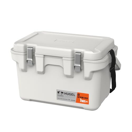 Cooler Box - 【新リニューアル】アイリスオーヤマ HUGEL 真空断熱クーラーボックス 20L アッシュホワイト 7日保冷 インナートレー ハンドル VITC