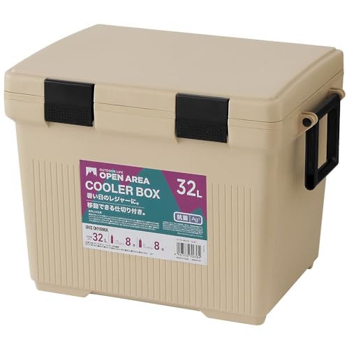 Cooler Box - アイリスオーヤマ ふたを外して洗える 超軽量 選べる5サイズ クーラーボックス 抗菌加工 CL-32 ベージュ 大型