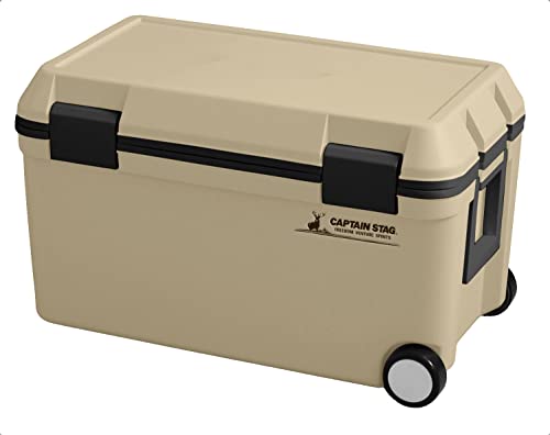 Rakuten - キャプテンスタッグ(CAPTAIN STAG) クーラーボックス ホイールクーラー 容量45L 水抜き栓付き 日本製 ベージュ CSシャルマン