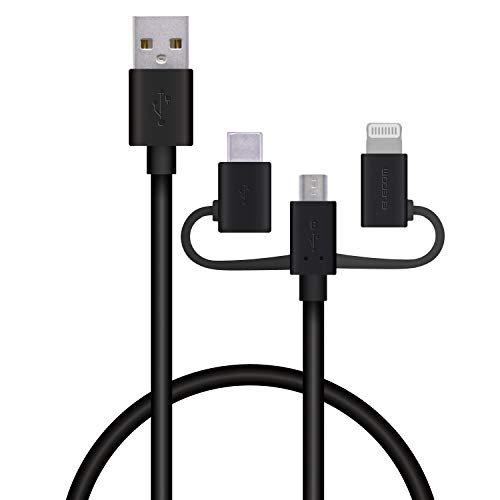 Rakuten - エレコム スマートフォン用USBケーブル 3in1 microUSB+Type-C+Lightning 0.3m ブラック 【iPhone 16