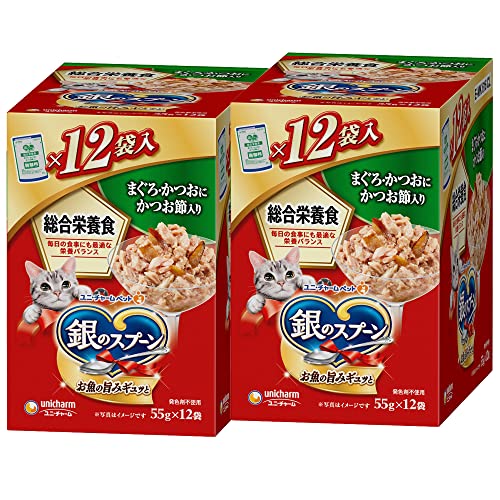 【まとめ買い】銀のスプーン キャットフード ウェット パウチ 総合栄養食 まぐろ・かつおにかつお節入..