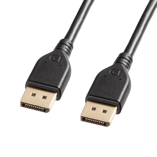 DP40ブラック/1m/KC-DP4010・Size:1mStyle:DP40・パッケージ個数:1・DisplayPortに対応したパソコンとディスプレイとを接続するDisplayPortケーブルです。・DisplayPort規格ver.2.1対応です。UHBR13.5・UHBR10対応により総帯域幅最大54Gbps・40Gbpsをサポートすることで、最大8K/60Hzや16K/60Hzの高解像度表示が可能です。画面表示の仕様によっては、ディスプレイストリーム圧縮（DSC）が必要です。UHBR20には対応していません。DisplayPort ver.2.0/1.4/1.3/1.2の環境でも使用することができます。・HDR動的メタデータ対応です。フレーム毎に明暗を動的に変えることが可能で、暗い映像はより暗く、明るい映像はより明るく表現できるようになりました。・DSC（ディスプレイストリーム圧縮）技術に対応しています。・抜け止めのフックがないコネクタを採用していますので、抜き差しが多い環境でもラクに抜き差しできます。●DisplayPortに対応したパソコンとディスプレイとを接続するDisplayPortケーブルです。 ●DisplayPort規格ver.2.1対応です。UHBR13.5・UHBR10対応により総帯域幅最大54Gbps・40Gbpsをサポートすることで、最大8K/60Hzや16K/60Hzの高解像度表示が可能です。 画面表示の仕様によっては、ディスプレイストリーム圧縮（DSC）が必要です。 UHBR20には対応していません。 DisplayPort ver.2.0/1.4/1.3/1.2の環境でも使用することができます。 ●HDR動的メタデータ対応です。フレーム毎に明暗を動的に変えることが可能で、暗い映像はより暗く、明るい映像はより明るく表現できるようになりました。 ●DSC（ディスプレイストリーム圧縮）技術に対応しています。 ●抜け止めのフックがないコネクタを採用していますので、抜き差しが多い環境でもラクに抜き差しできます。 ●1本のケーブルで画像＋音声の伝送が可能です。最大32チャンネル、1536 kHz/24bit までのオーディオストリームに対応します。 音声信号の入出力は機器のオプション機能になっていますので、対応した機器同士が必要です。 ●複数のディスプレイを数珠つなぎにしたり、ハブ経由で接続したり、簡単にマルチディスプレイ環境を構築できます。 ●コンテンツ不正コピーを防止するHDCP2.3/1.4に対応しています。 ●ケーブルの中心から三重のシールド処理を施し、ノイズから大切なデータを守ります。 ●芯線を2本ずつよりあわせたノイズに強いツイストペア線を使用しています。 ●サビにも強く、経年変化による信号劣化の心配が少ない金メッキ処理のコネクタシェルとピン（コンタクト）を使用しています。 ケーブル長：約1m（コネクタ含む） ケーブル外径：約5mm コネクタ形状：DisplayPort コネクタオス - DisplayPort コネクタオス 抜け止めフックなし 線材規格（UL）：UL20276 規格：DisplayPort ver.2.1 VESA認証取得 カラー：ブラック 材質： 線材被覆/PVC コネクタカバー/PVC