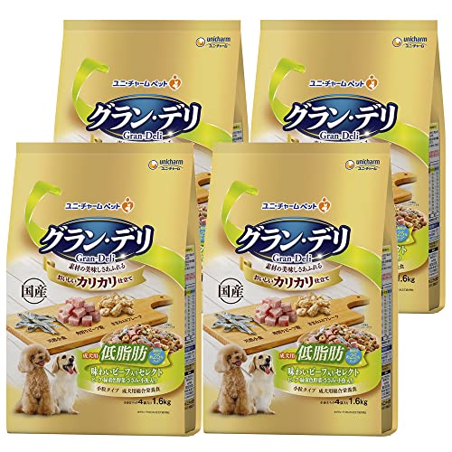 【ケース販売】グラン・デリ ドックフード ドライ カリカリ仕立て 成犬用 低脂肪 味わいビーフ入りセレクト 脂肪分約25%カット 6.4kg（1
