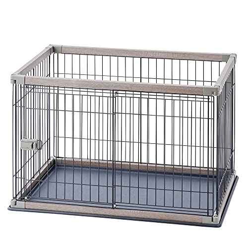 アイリスオーヤマ 犬 サークル ウッディサークル アッシュグレー 小型犬用 幅97.5×奥行66.5×高さ71cm PWSR-960V