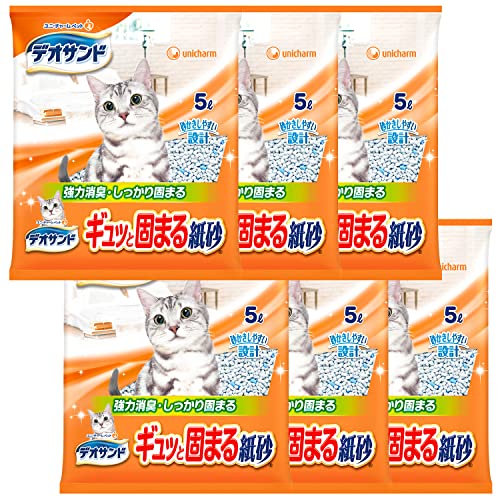 【まとめ買い】デオサンド 猫用 サンド ギュッと固まる 紙砂 30L(5L×6) おしっこ ペット用品 ユニチャ..