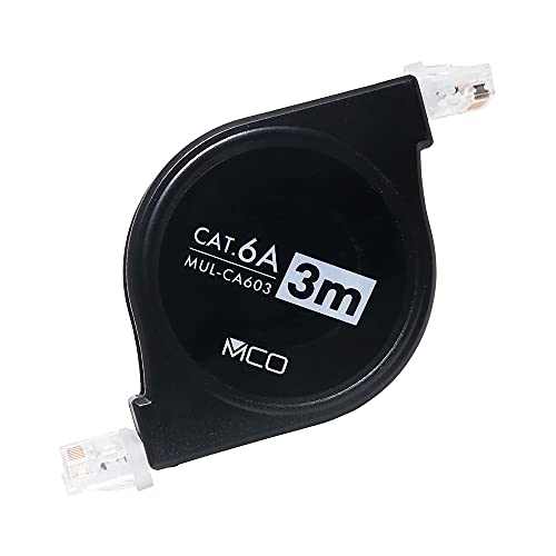 MIYOSHI MUL-CA603/BK カテゴリー6A コードリールLANケーブル 3m