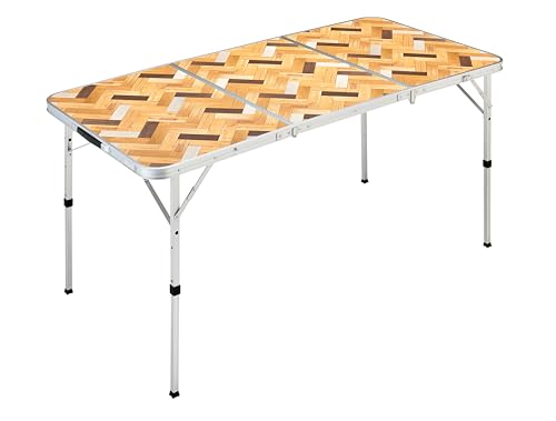 ラスティック茶系、シルバー/約150×70×70/60/40(h)cm/2205811・PatternName:ナチュラルパズルテーブル 幅150cm・パッケージ個数:1・材質:フレーム/アルミニウム 天板/メラミン加工合板・高さをスムーズに3段階調節可能なアップグレードされた脚を採用(70/60/41cm)・3つ折りコンパクト収納・バタフライテーブルと同じ余裕のある70cm幅の抗菌加工テーブルトップ・耐荷重:約30kg商品紹介 抗菌加工を施した天板。高さ3段階調節可能で、コンパクト収納な150cm三折りテーブル 安全警告 このテーブルは、適切な組み立てと使用方法に従ってください。重さ30kgまでの荷重に耐えますが、過度な荷重や不安定な状態で使用すると傾きや倒れる可能性があります。また、水濡れに強いメラミン合板で製造されていますが、水に長時間浸keすることは避けてください。