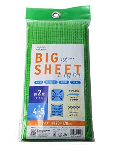 Leisure Sheet - アサヒ興洋 レジャーシート 4〜5人用 2畳 グリーン ストッパーピン付き 軽量 丈夫 破れにくい 持ち運び 携帯 海水浴 ピクニック お花見