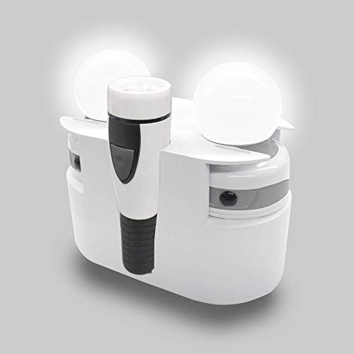d)防災灯(懐中電灯/ランタン2台)/幅20×奥行11×高さ16cm/YBT-3・パッケージ個数:1・本体サイズ：幅20×奥行11×高さ16cm・セット内容：懐中電灯、ランタン2コ、基地本体・明るさ：ランタン：220Lm(1個当たり単3乾電池3本使用)・明るさ：懐中電灯：25Lm(単3乾電池2本使用)・連続使用時間：(ランタン)約24時間、(懐中電灯)約20時間懐中電灯+ランタン2コを固定土台でひとまとめ 山善「着脱可能な防災灯」 ●両サイドのランタンと中央の懐中電灯は取り外せるので、土台にはめたまま、もしくは単体で持ち歩くことができて便利 ●全て点灯して使用すれば食べたり着替えたりできる明るさが確保できる ●フックハンドル付きで固定土台の持ち運びも簡単 ●電池を保管できる引き出し付き(単3乾電池約16本収納可能) ●連続使用時間：(ルームライト)約24時間、(懐中電灯)約20時間 ●明るさ ・ルームライト：220Lm(1個当たり単3乾電池3本使用) ・懐中電灯：25Lm(単3乾電池2本使用) この商品に電池は付属しておりません