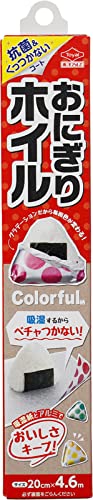 1)カラフル4.6mColorful/20cm × 460cm/1752・Size:20cm × 460cm・パッケージ個数:1・サイズ(約):20cm×4.6m・本体重量(約):総重量/60g・素材・材質:アルミニウムはく、グラシン紙・生産国:日本毎日使うものなので環境やさしい、環境配慮型商品へ FSC認証紙を使用 (小箱・グラシン紙) ベチャつかない・パサつかない。吸湿紙 (余分な水分・油分を吸い取る) + アルミ (食品を空気に触れさせず乾燥を防ぐ) の二重構造 4.6mの長尺化。1本でおにぎり23個包める (20×20cm使用の場合) 抗菌加工で菌の増殖をおさえる 内面にご飯粒がくっつきにくくなる加工